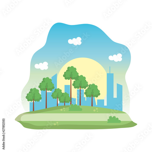 landscape park scene icon vector illustration