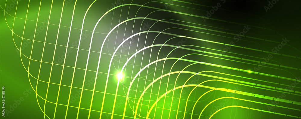 Shiny neon techno template. Neon lines background, 80s style laser rays Shiny neon techno template. Neon lines background, 80s style laser rays