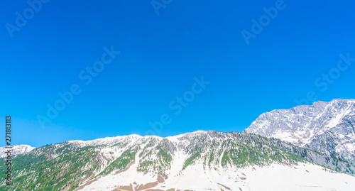 Beautiful snow covered mountains landscape Kashmir state, India .