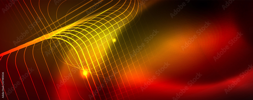 Neon glowing techno lines, hi-tech futuristic abstract background template, vector Neon glowing techno lines, hi-tech futuristic abstract background template, vector