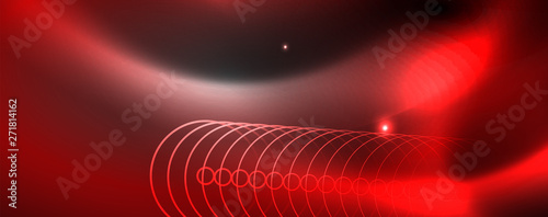Shiny neon techno template. Neon lines background, 80s style laser rays