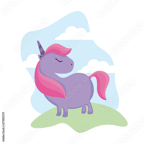 cute unicorn animal in landscape