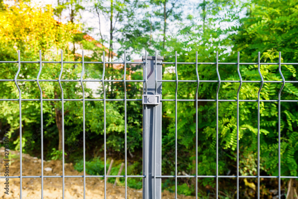 Steel grating fence made with wire Sectional fencing installation Stock