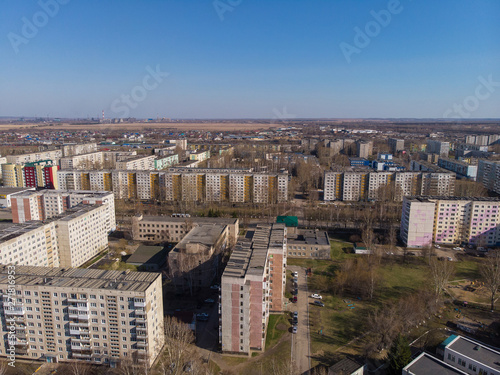 Aerial view of a Zarinsk town in summer landscape, Altai, Siberia, Russia,