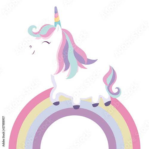 cute unicorn animal with rainbow