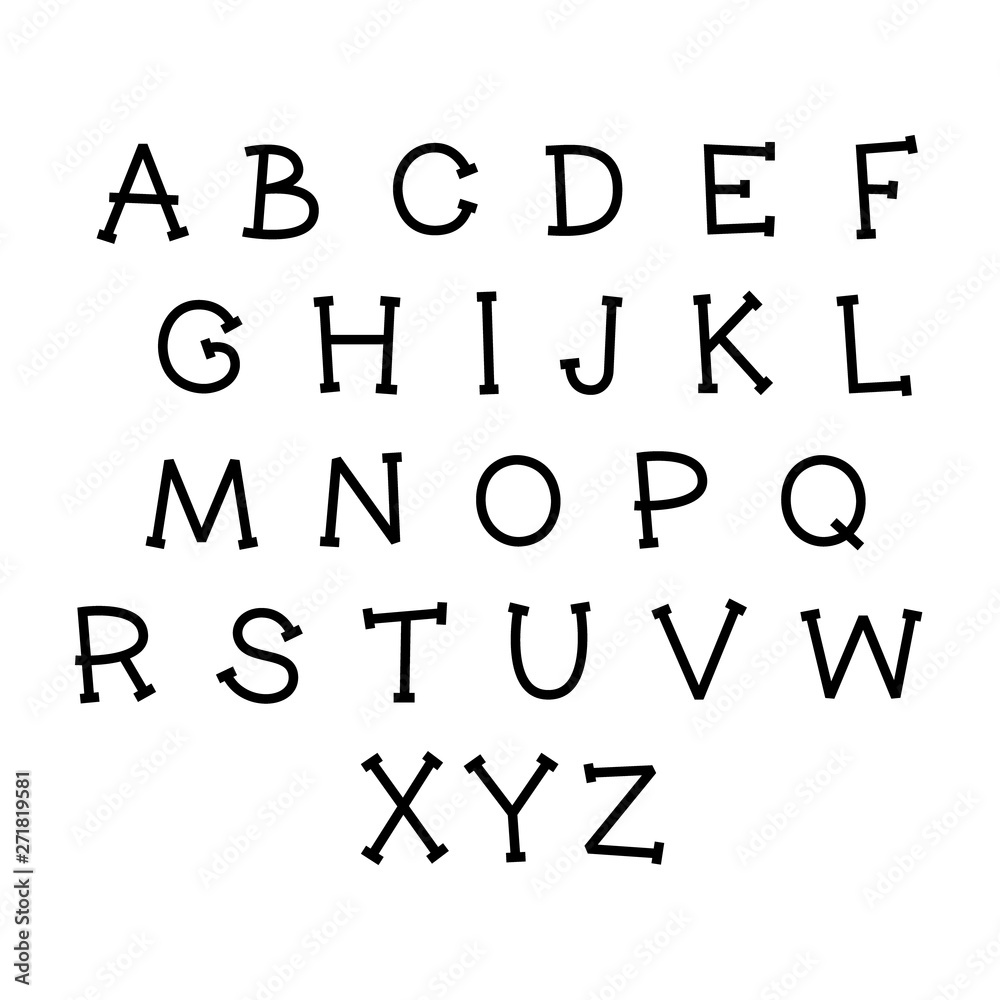 Cute cartoon alphabet. Vector funny font. Doodle illustration Cute cartoon alphabet. Vector funny font. Doodle illustration