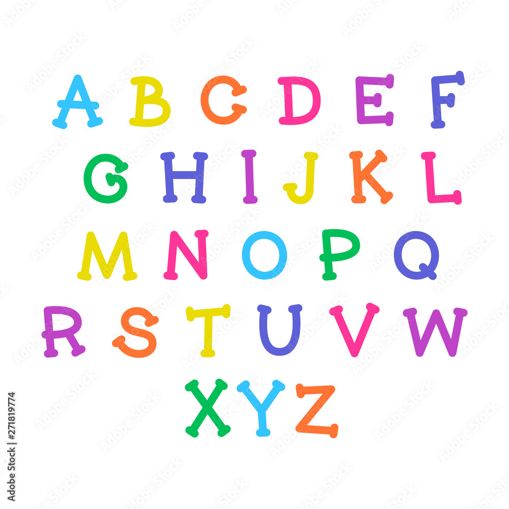 Cute cartoon alphabet. Vector funny font. Doodle illustration Cute cartoon alphabet. Vector funny font. Doodle illustration