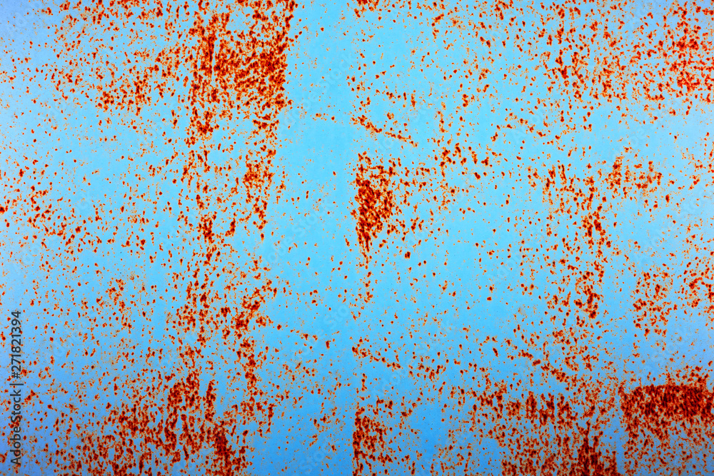 Fototapeta premium Old painted iron blue texture background. Painted grunge metal background with surface rust and paint crack.