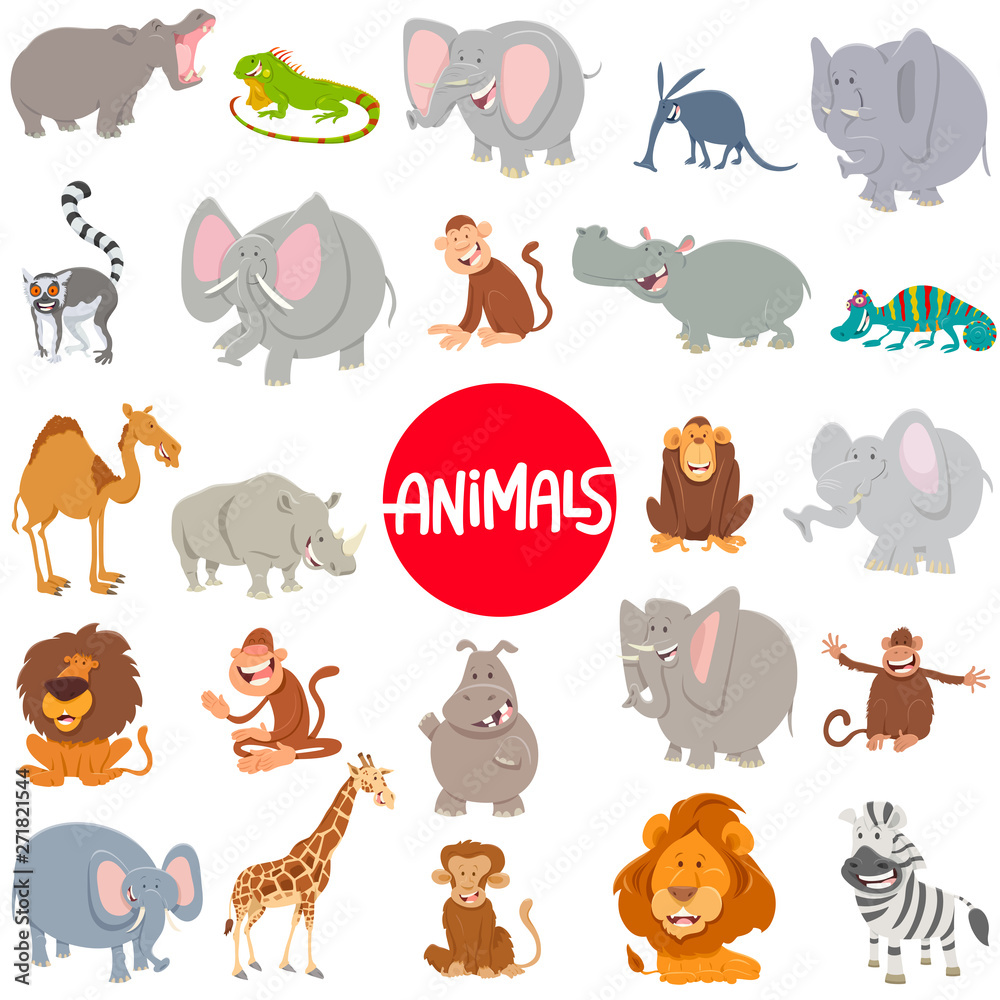 Obraz premium cartoon animal characters large set