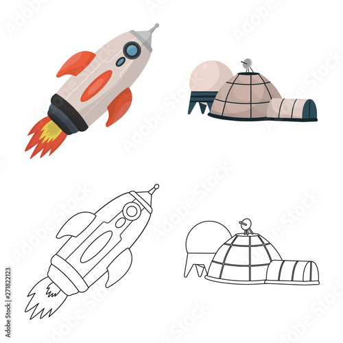 Vector illustration of astronomy and technology  logo. Set of astronomy and sky vector icon for stock.