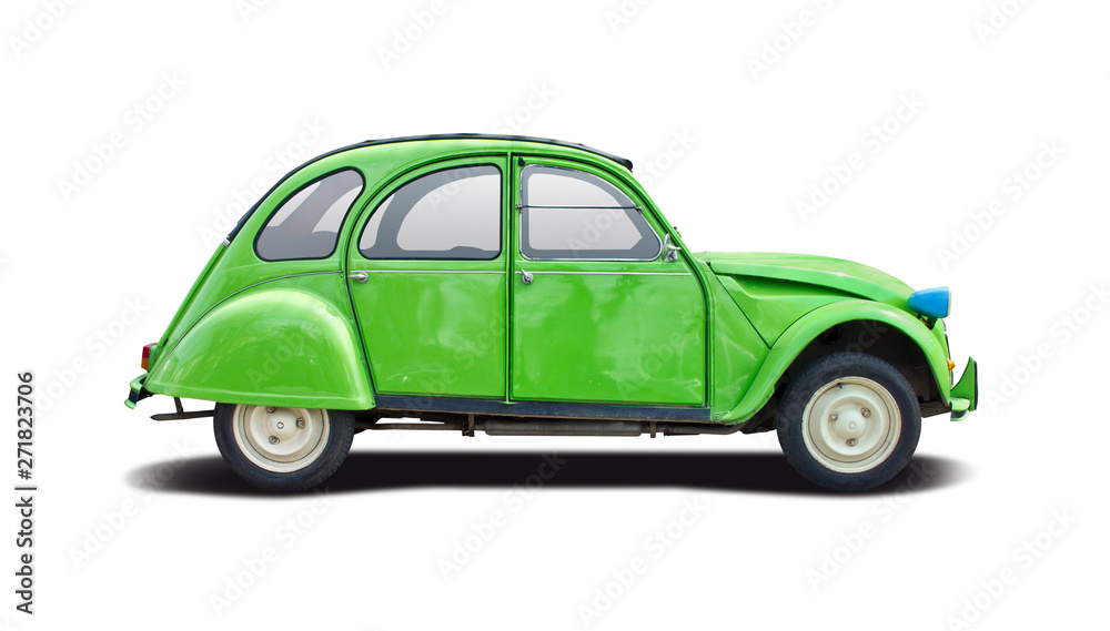 French classic car side view isolated on white	