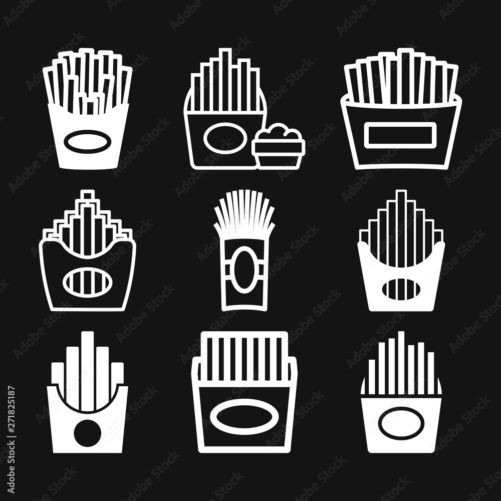 French fries icon. Vector logo, illustration, sign symbol for design French fries icon. Vector logo, illustration, sign symbol for design