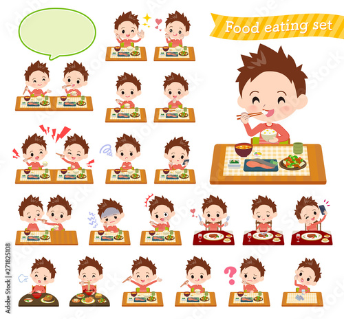 Red clothing boy_Meal