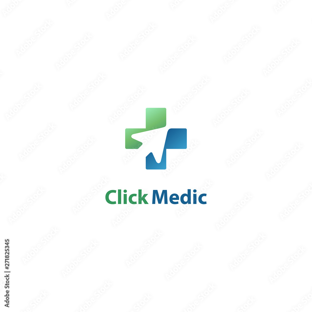 click medical logo with cursor and cross click medical logo with cursor and cross