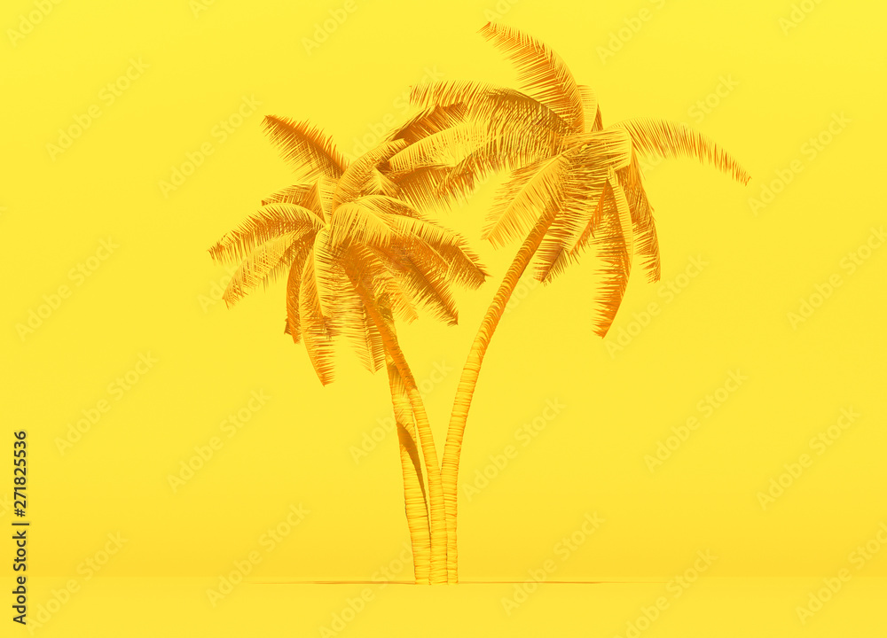 3 palmtrees on yellow background
