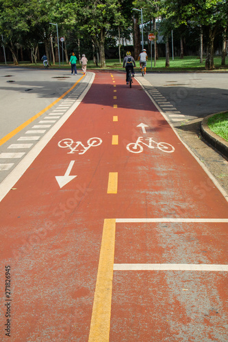 bike path in the park of Ibirapuera much used by athletaim of week, São Paulo Brazil photo