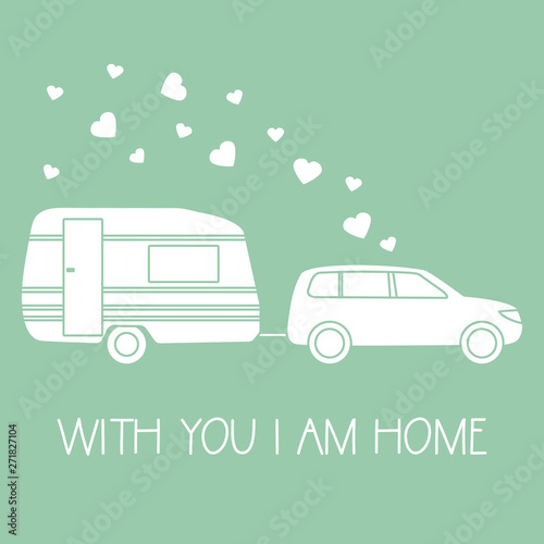 Car, trailer. Valentine's day, wedding. Romantic
