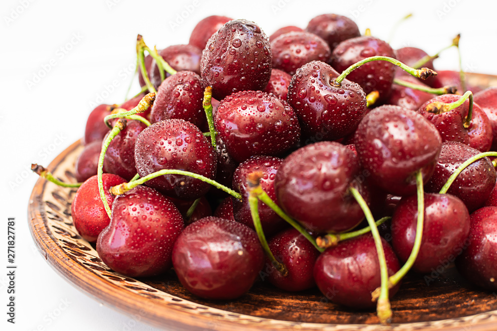Fresh ripe sweet cherries macro view. Fresh ripe sweet cherries macro view.