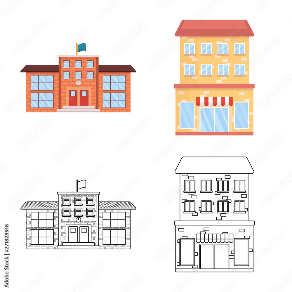 Vector design of municipal and center icon. Collection of municipal and estate   vector icon for stock.
