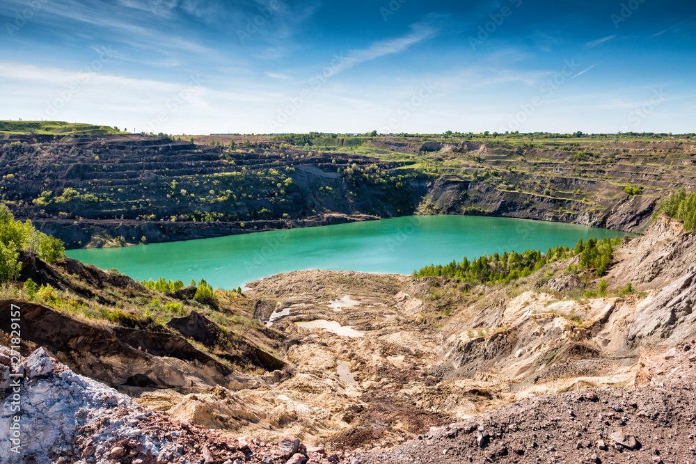 Quarry flooded with turquoise water