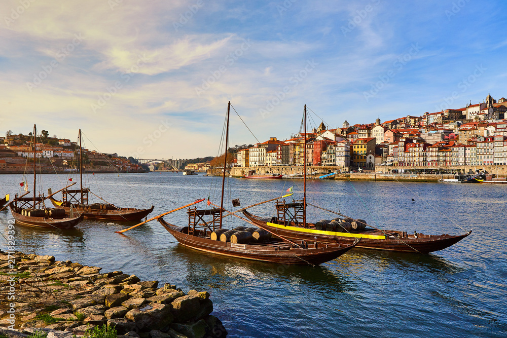 Typical portuguese wooden boats, called 