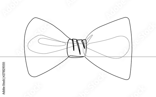 Bow Tie Single Line Black and White Vector Graphic Illustration