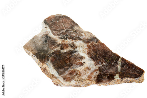 Macro stone Nepheline mineral on white background photo