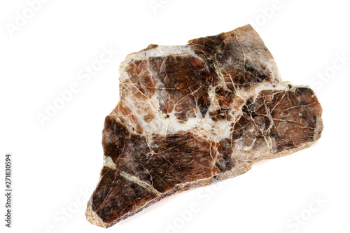Macro stone Nepheline mineral on white background photo