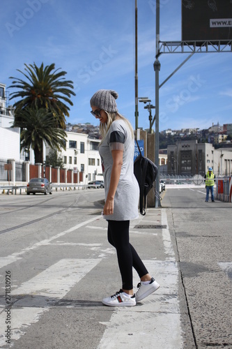 woman walking in the street