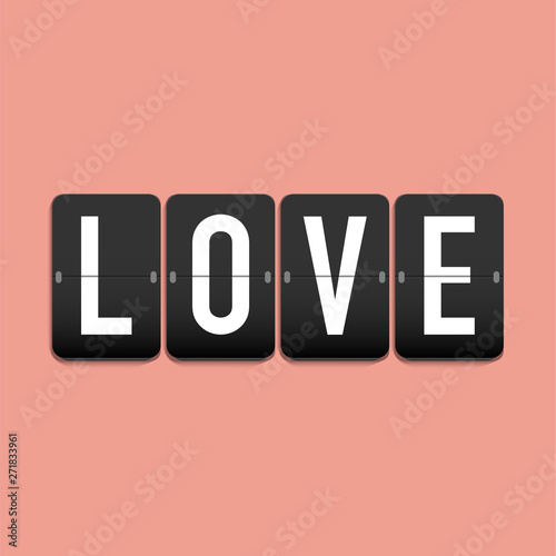 Vintage countdown timer clock with lettering "Love" for Valentines day. vector illustration