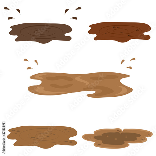 Muddy puddles set vector illustration 
