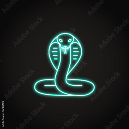 Cobra snake icon in glowing neon style