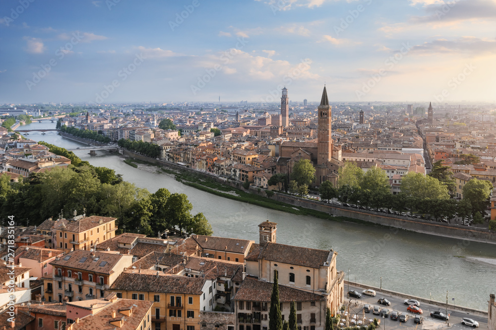 The best view of Verona in sunset time