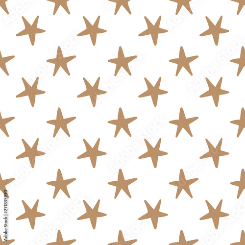 Seamless stars pattern. Hand drawn star doodles texture background.