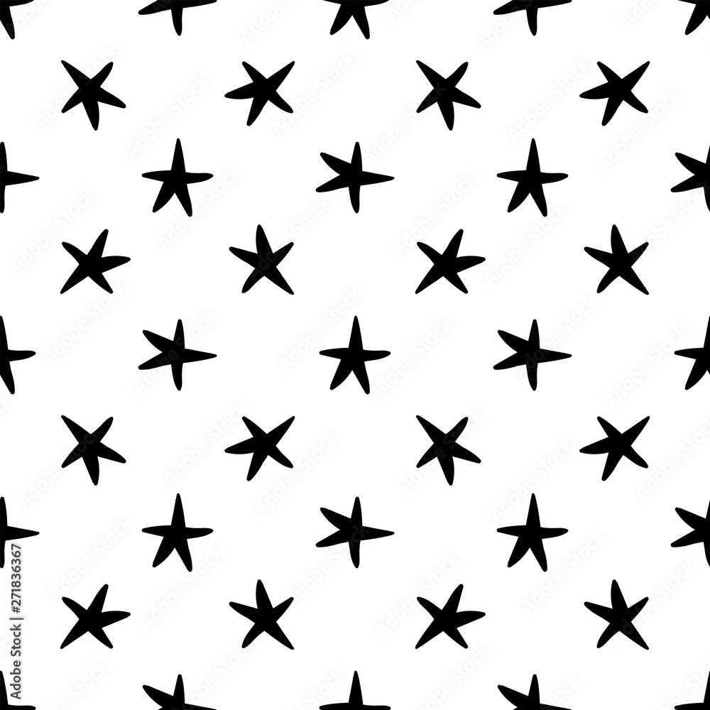 Seamless stars pattern. Hand drawn star doodles texture background. Seamless stars pattern. Hand drawn star doodles texture background.