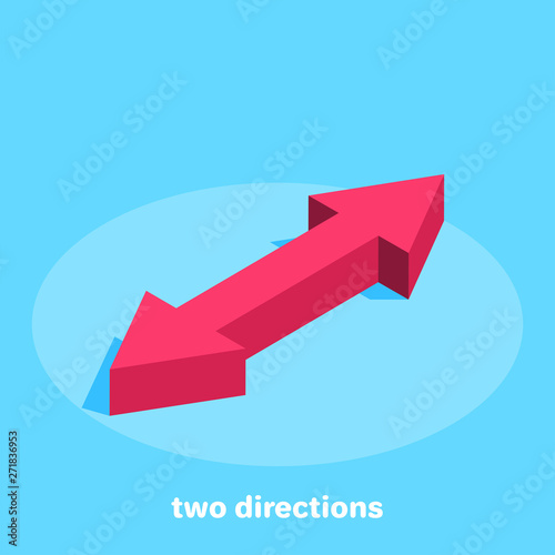 isometric image on a blue background, red arrows pointing in different directions, changing directions or exchanging