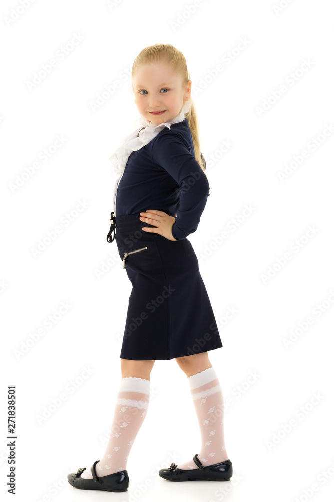 Beautiful school girl with long silky hair. Beautiful school girl with long silky hair.