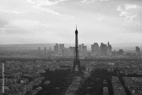Photography aerial view of Paris France at sunset