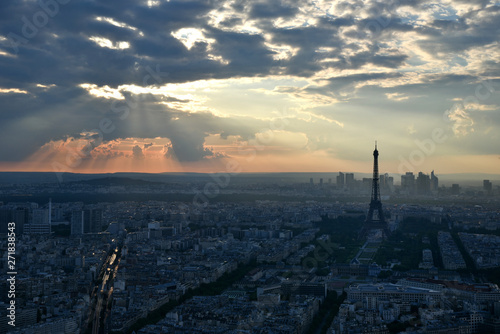 aerial view of Paris France at sunset © Silvano Sarrocco