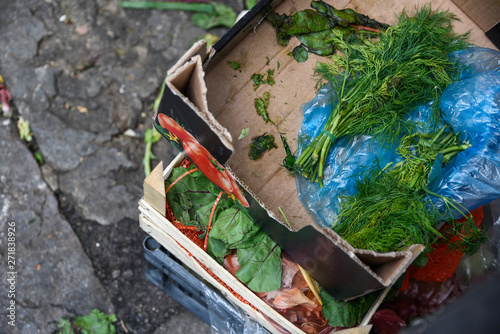 wasted food in garbage photo