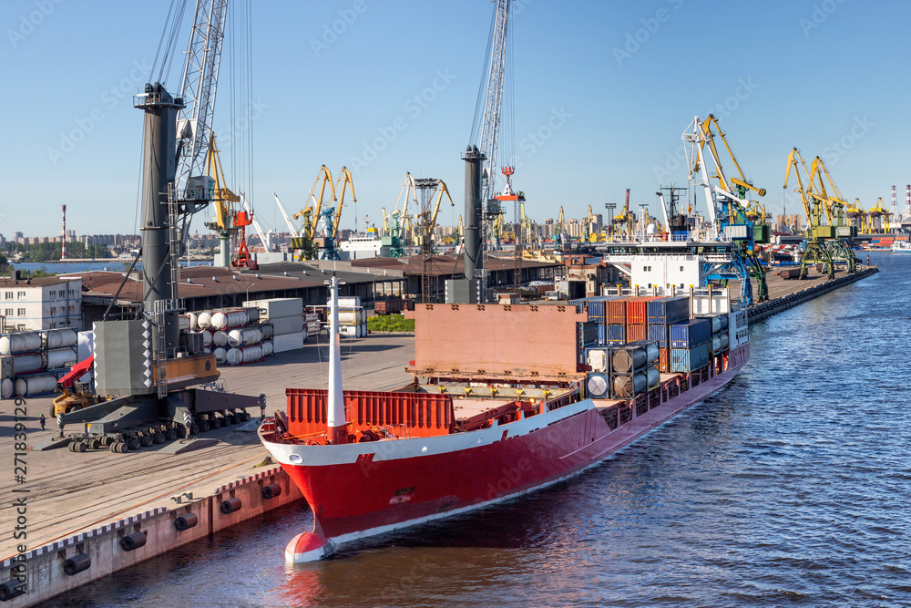 Sankt-Peterburg/ Russia- Jun 01,2019:The ship is moored at the berth of a cargo port in St. Petersburg, Russia