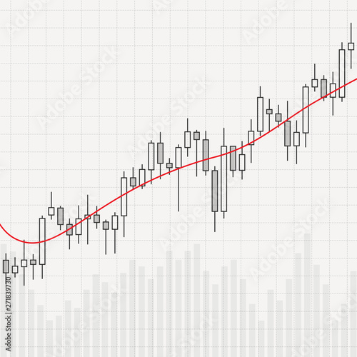 Financial stock market graph vector illustration. Candlestick trading graph creative concept. Financial chart graphic design.