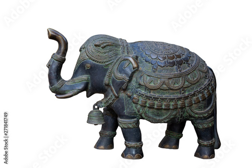 Indian black elephant figurine isolated on white background