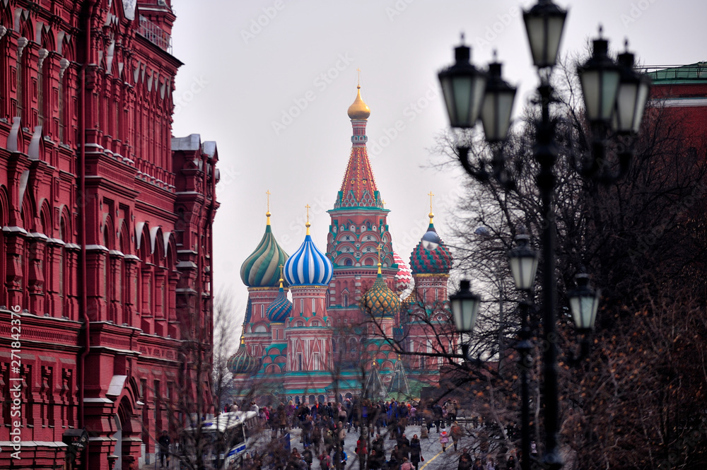 MOSCOW, RUSSIA - MARCH 23, 2014: Red Square and St. Basil's Cathedral in Moscow