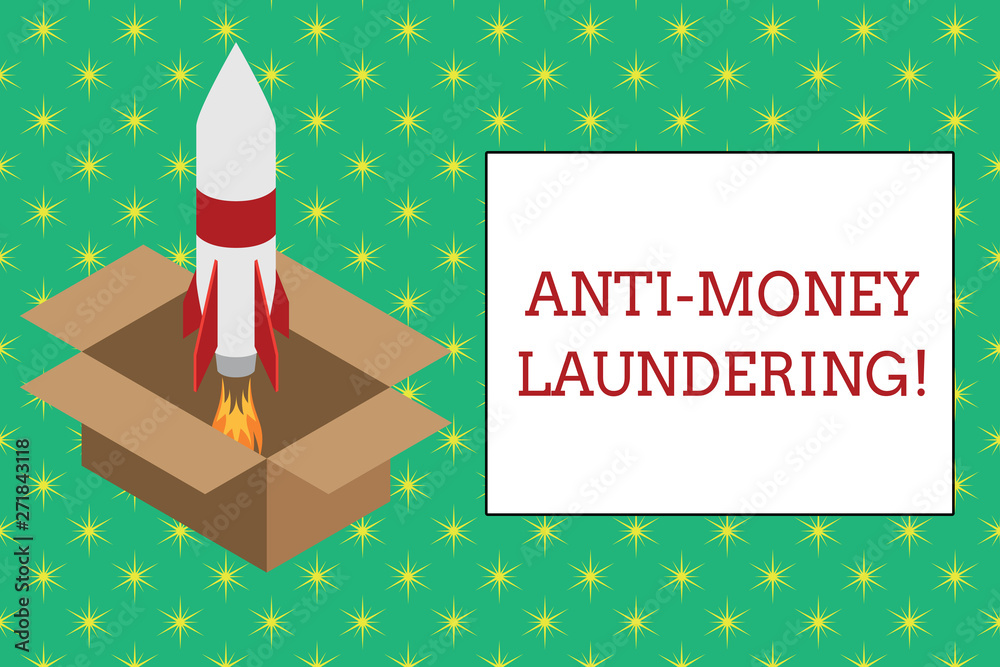 Word writing text Anti Money Laundering. Business photo showcasing regulations stop generating income through illegal actions Fire launching rocket carton box. Starting up project. Fuel inspiration Word writing text Anti Money Laundering. Business photo showcasing regulations stop generating income through illegal actions Fire launching rocket carton box. Starting up project. Fuel inspiration