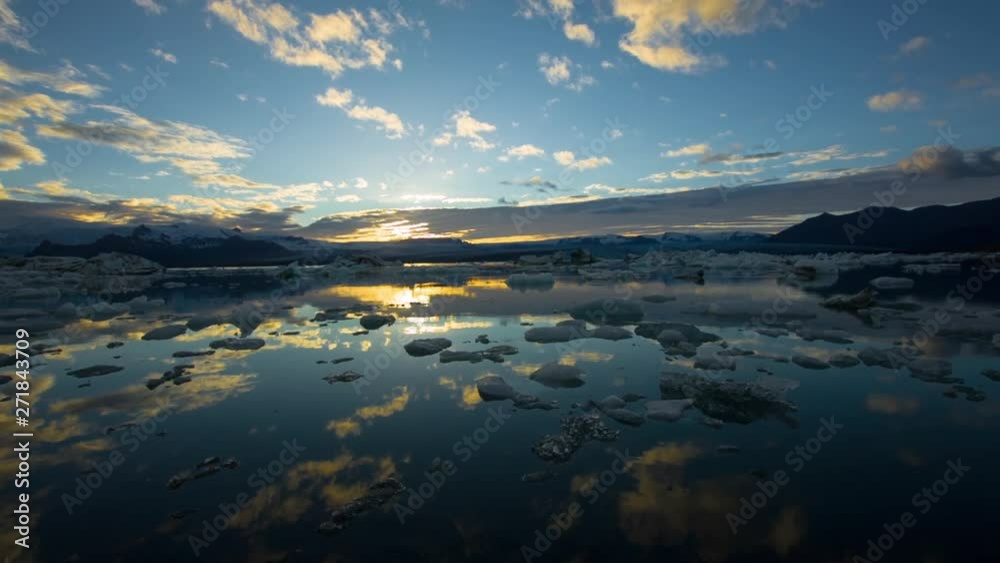 Glacier lagoon full of icebergs on a Sunset in Iceland Glacier lagoon full of icebergs on a Sunset in Iceland