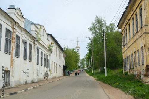 Torzhok, Russia - May, 15, 2019: image of houses on the street in Torzhok, Russia