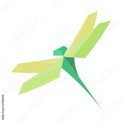 Color simple paper origami Dragonfly