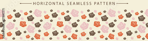 Vector horizontal seamless border with beautiful floral element