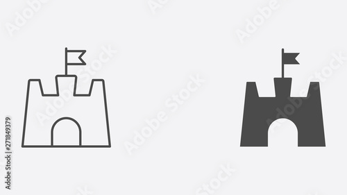 Sand castle vector icon sign symbol